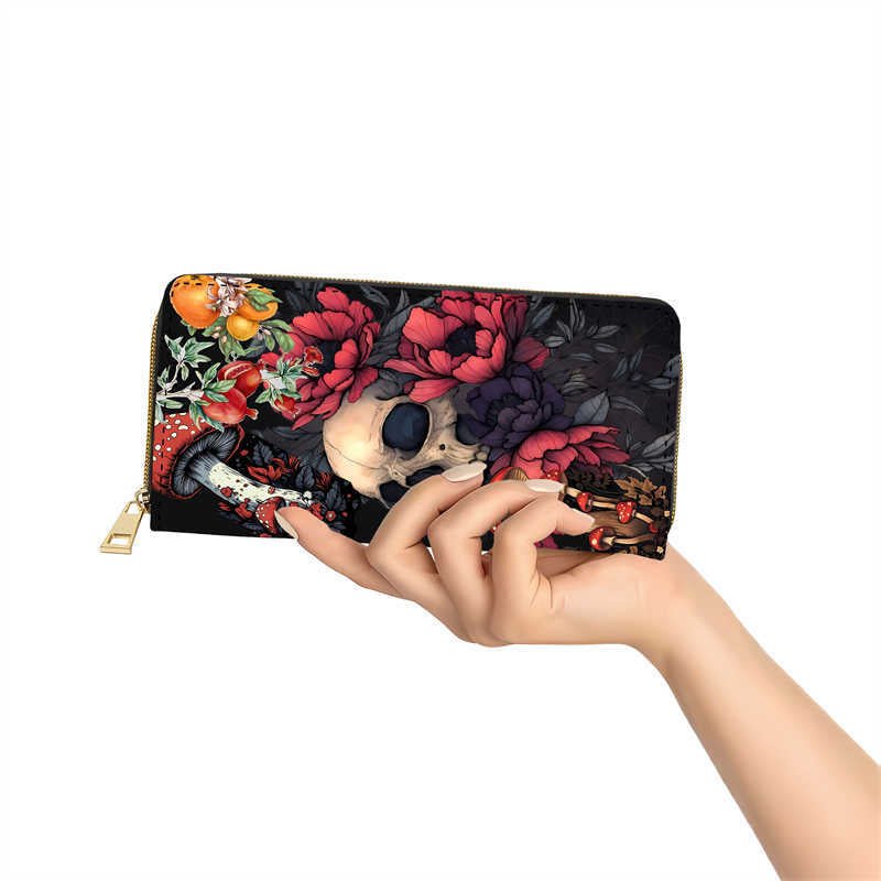 🦋 Portefeuille Crâne Fleuri – Élégance rebelle & organisation parfaite - Shopbyshopima